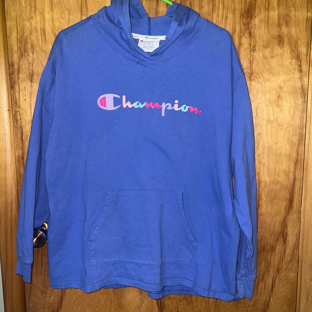 Purple Champion 100% Cotton Colorful Printed Graphic Hoodie Size XL Style #W4909
